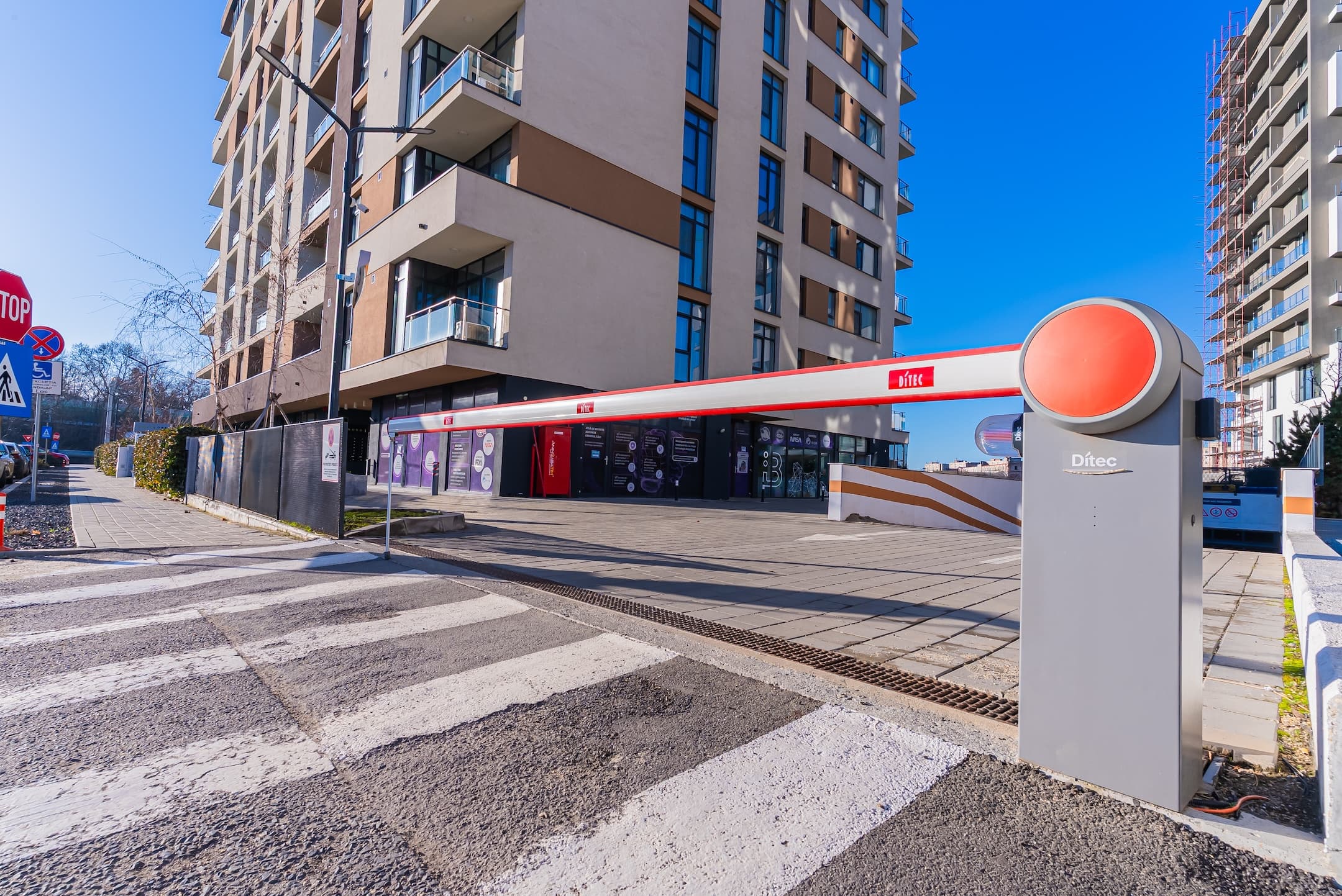 Secure parking entrance, The Blue Apartment